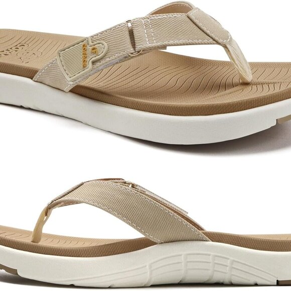 Women Flip Flops Rubber Sole Yoga Cushion Beach Thong Sandals Adjustable - Picture 1 of 7